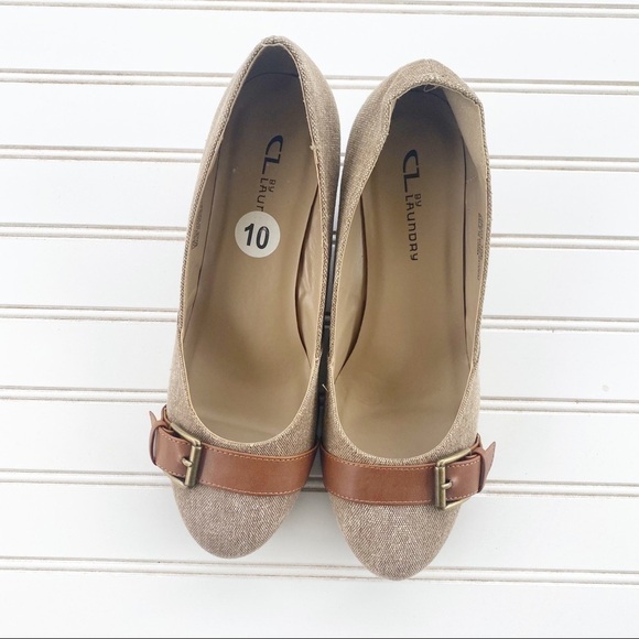 CL by Laundry tan wedges Size 10 New - Picture 1 of 7